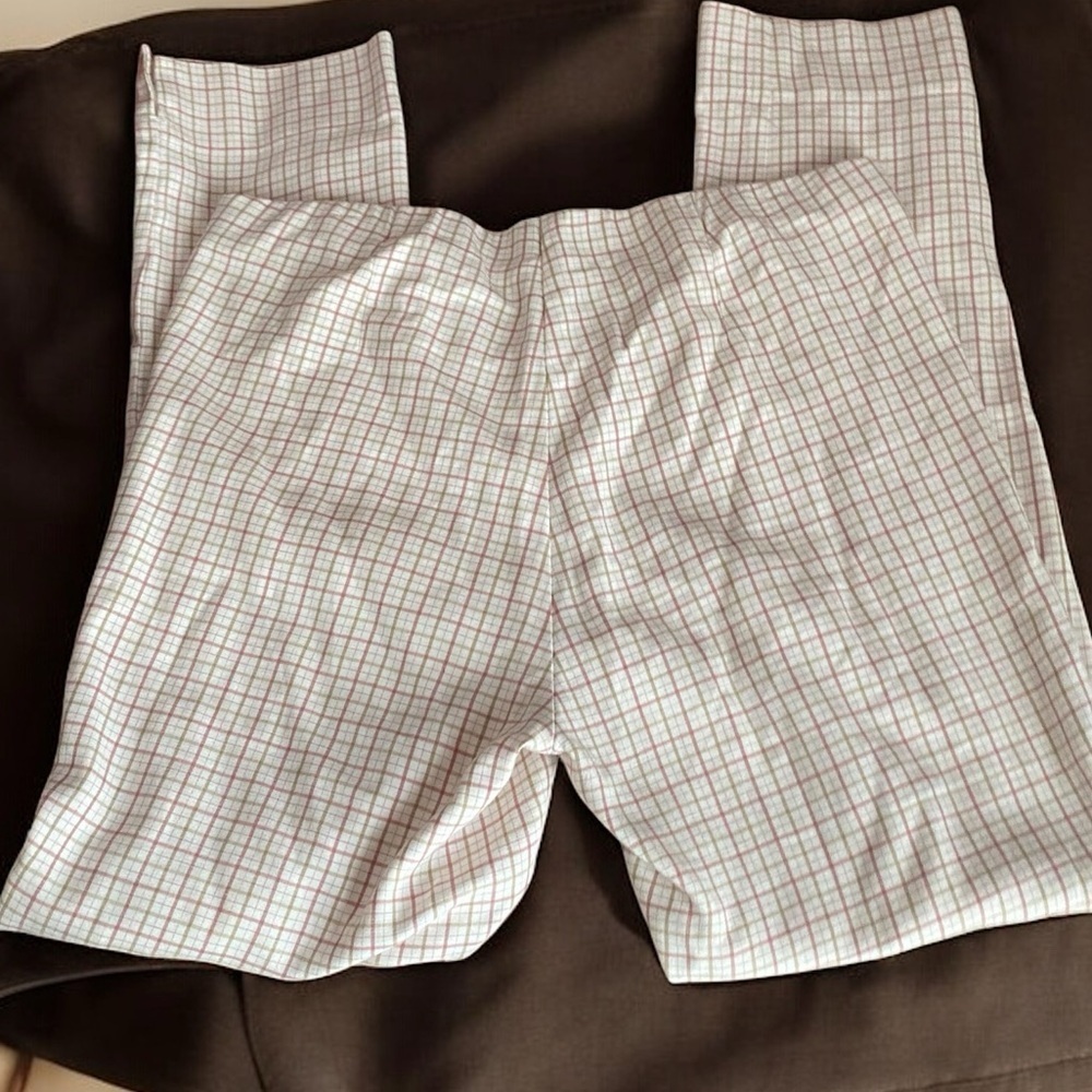 🌟 J. Jill Cotton stretch Pants Cream Tan, White Baby Pink comfy striped pants - Picture 8 of 14